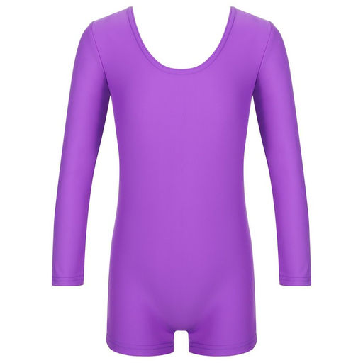 Купальник гимнастический Grace Dance, с шортами, с длинным рукавом, р. 38, цвет фиолетовый  фото 9