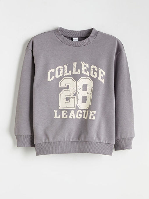 Yaz? Bask?l? Erkek ?ocuk Sweatshirt