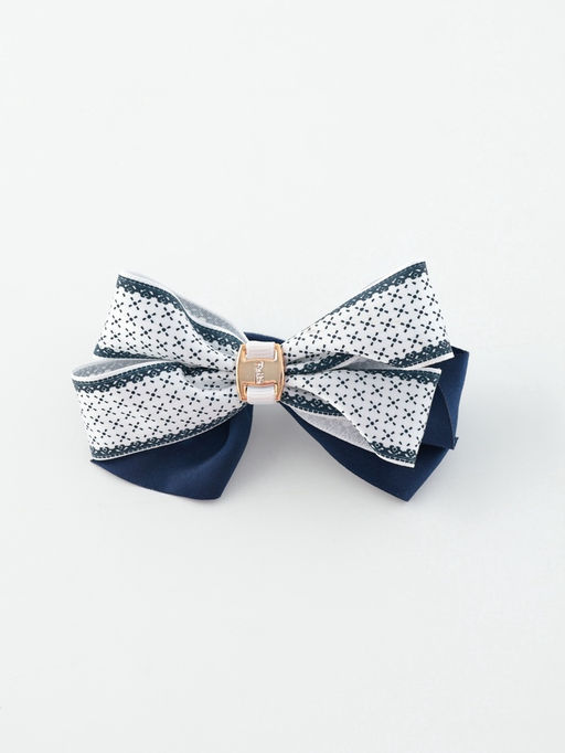 Цена за 6 шт. Бант для волос на резинке «Школьница», текстура, 9.5 см, бело-синий