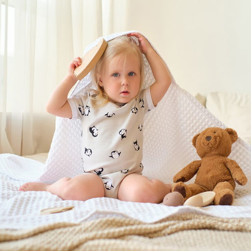 Полотенце уголок вафельное Крошка Я Boho 120х120 см, цвет белый, 100% хлопок, 290 г/м2  фото 4