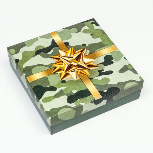 Цена за 5 шт. Коробка складная, Праздничный камуфляж 23 х 23 х 6,5 см - UPAK LAND фото 3