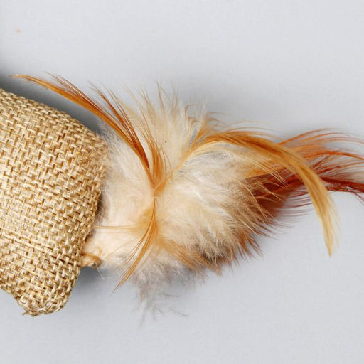 Дразнилка Эко, мышь из хлопка на деревянной палочке, 40 см - Пижон фото 4