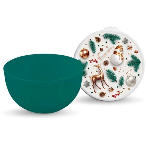 Миска 3л с крышкой с декором НГ - Полимербыт фото 4