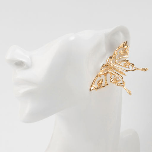 Серьги металл Бабочка ажурная, цвет золото - Qf фото 3