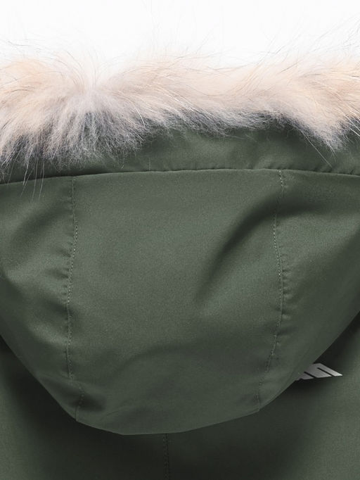 Парка зимняя подростковая для девочки с капюшоном и мехом темно-зеленого цвета 9536TZ - Valianly фото 12