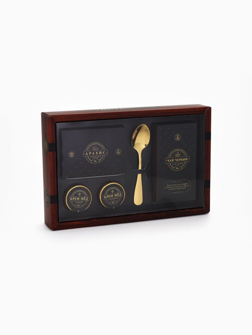 Подарочный набор 23 Февраля, крем-мед, орехи в шоколадной глазури, чай, ложка - Фабрика счастья фото 8
