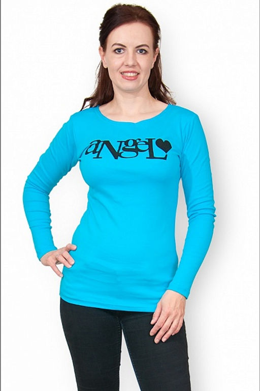 Кофта интерлок - пенье, принт Angel, бирюзовый (213-3) - Плиона фото 2