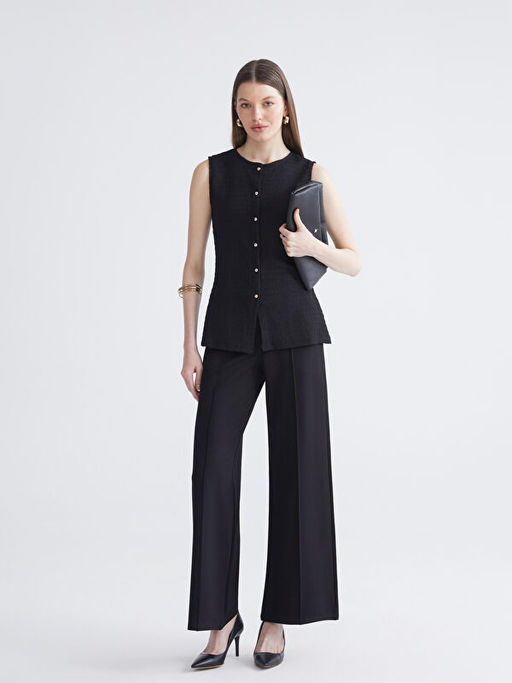 Bisiklet Yaka Dokulu Bluz