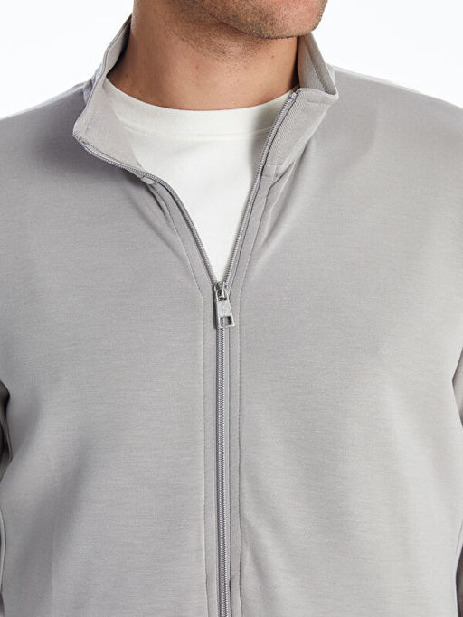 Dik Yaka Uzun Kollu Erkek Fermuarl? Sweatshirt
