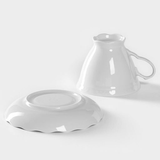 Чайная пара Добрушский завод «Бельё», 2 предмета: чашка 250 мл, блюдце 15 см, фарфор, белая