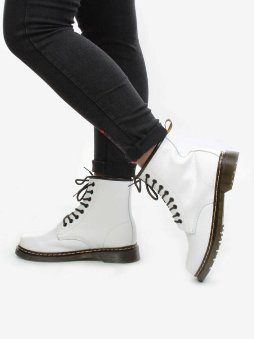 B6019-2 WHITE Ботинки демисезонные женские (натуральная кожа)