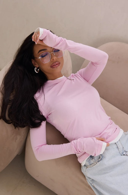 K12903 Лонгслив (хлопок) РОЗОВЫЙ