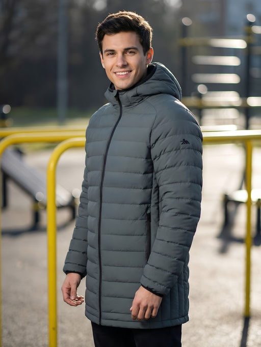 Куртка мужская удлинённая стёганая с капюшоном и графеновой подкладкой утеплитель тинсулейт - Valianly фото 36