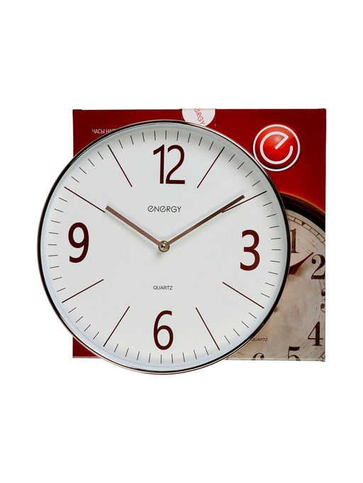 Часы настенные ENERGY ЕС-158, интерьерные, d=29.3 см, кварцевые, белые с золотым