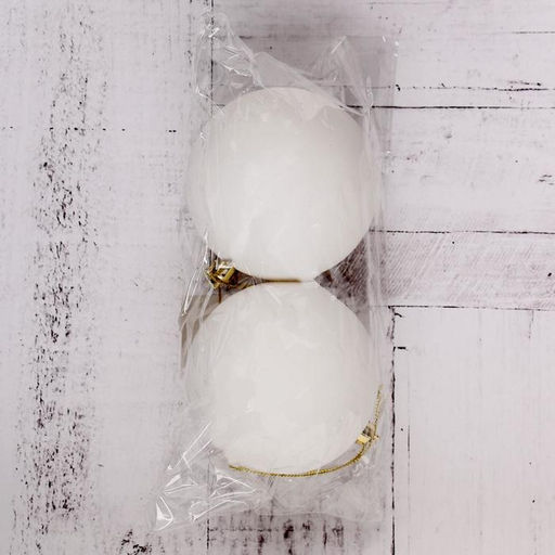 Цена за 2 шт. Ёлочные игрушки Матовый, шары новогодние, d=8 см, набор 2 шт., белый - Зимнее волшебство фото 2