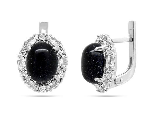 Серьги из серебра авантюрин, С1058