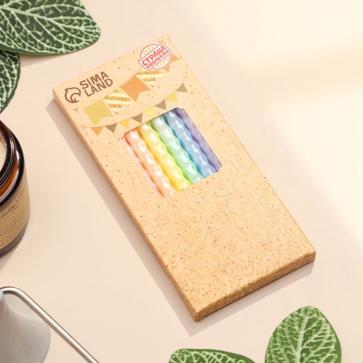 Свечи для торта Праздничная волна, 6 шт., пастельные цвета