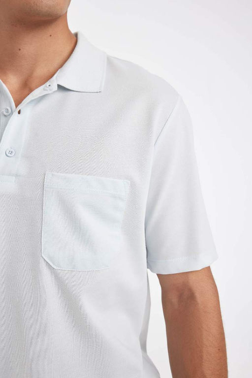 Футболка-поло из пике стандартного кроя с короткими рукавами - Defacto фото 5