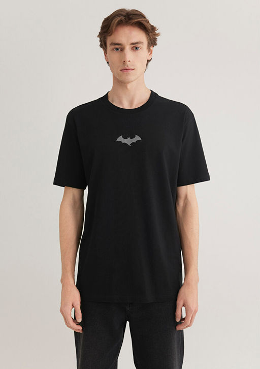 Batman Bask?l? Siyah Tisort - Mavi фото 4