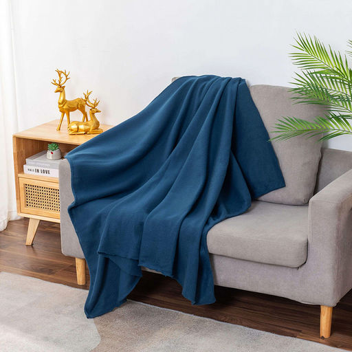 Плед/покрывало 150х200см "Темный деним", флис набивной, полиэстер 100%, плотность 160г/м2, упаковка 15х25см, пояс бумажный, т.м. "Домашняя Мода" (Россия)