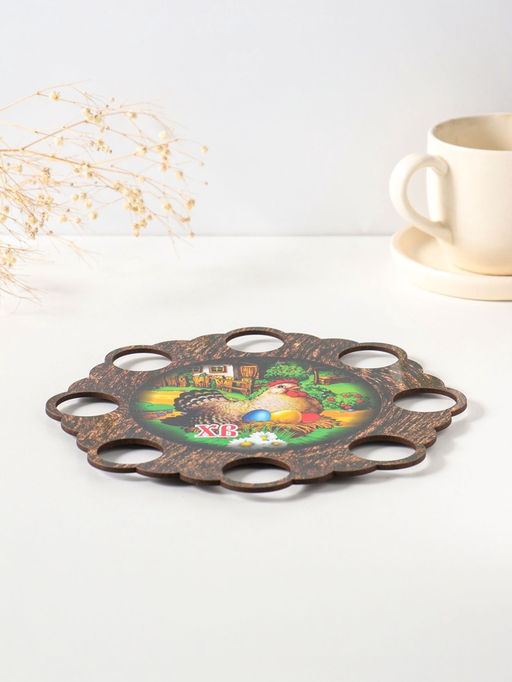 Подставка для 8 яиц на ножках Курочка, под кулич, d=20 см