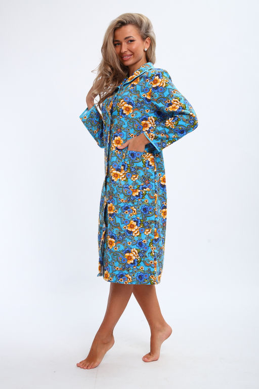Халат женский из фланели Маша цветы