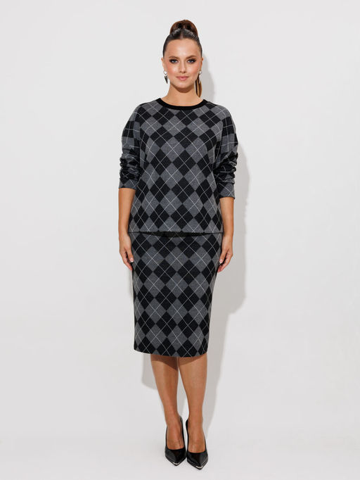 Костюм Galean Style 990 чёрный с серым ромбы  фото 9