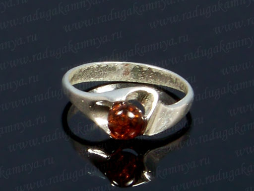 Кольцо с янтарём в посеребрении "мечта" коньячный
