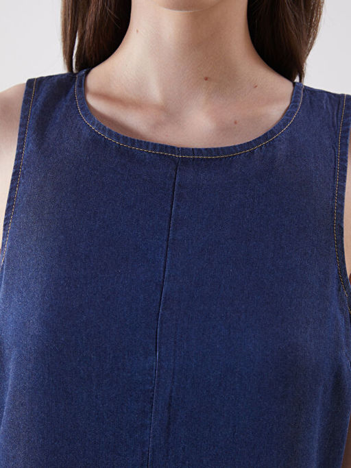 Bisiklet Yaka Y?rtma?l? Jean Elbise