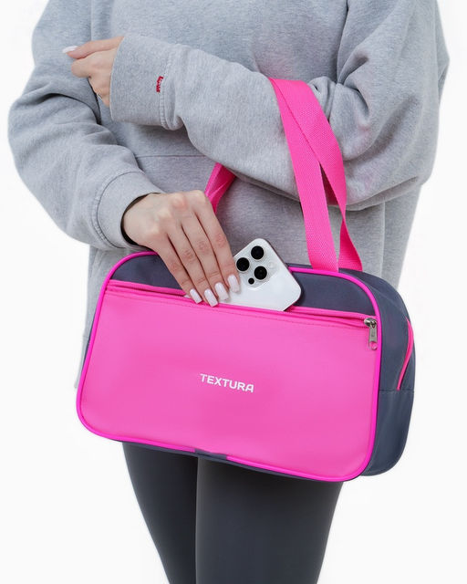 Сумка для обуви TEXTURA, на молнии наружный карман, размер 33×10×20 см, серая/розовая