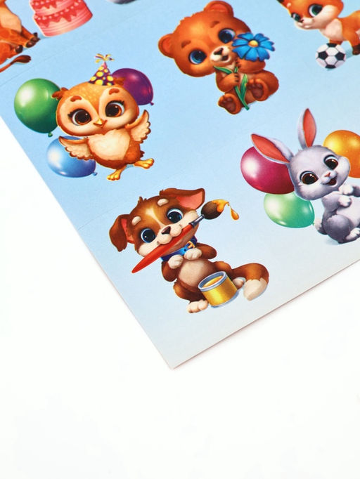 Цена за 10 шт. Наклейки детские «Праздник», раскраска на обороте, 11×15.5 см