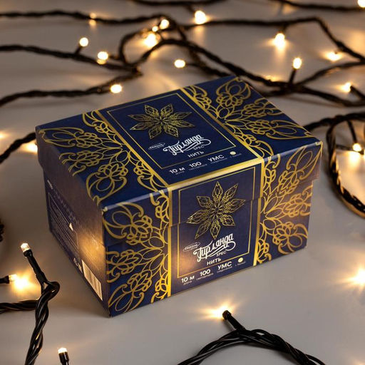 Гирлянда Нить 10 м, IP44, УМС, тёмная нить, 100 LED, свечение тёплое белое, 220 В - Luazon lighting фото 6