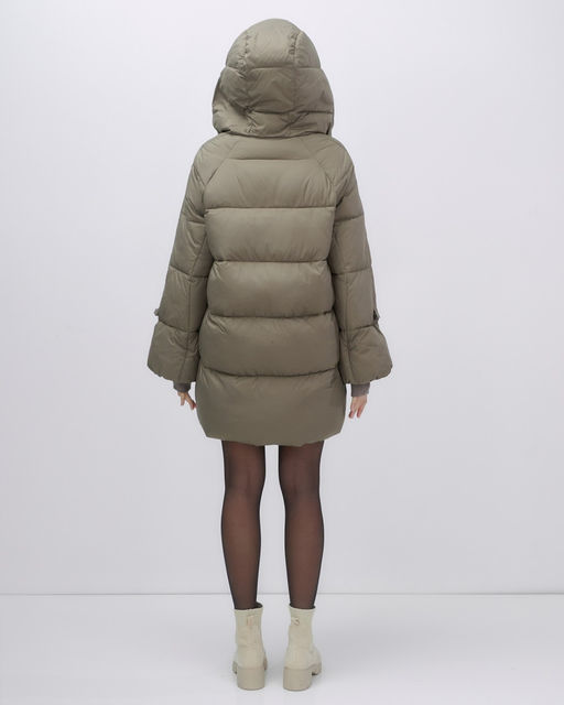 Куртка зимняя женская с большим капюшоном модная коричневого цвета 7739K - Visdeer фото 7