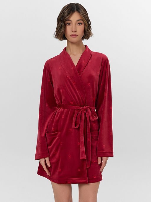 Халат женский красный с узором бантиков - Mark formelle фото 4