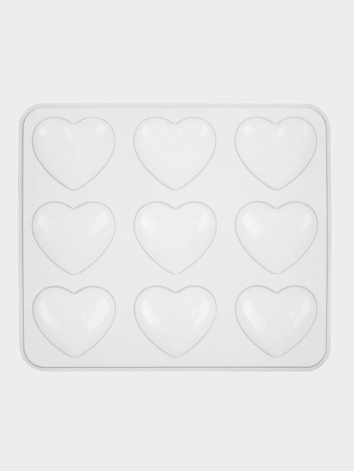 Форма для шоколада Доляна Сердечки, силикон, 20?17.5?0.6 см, 9 ячеек (5.5?5 см), прозрачная