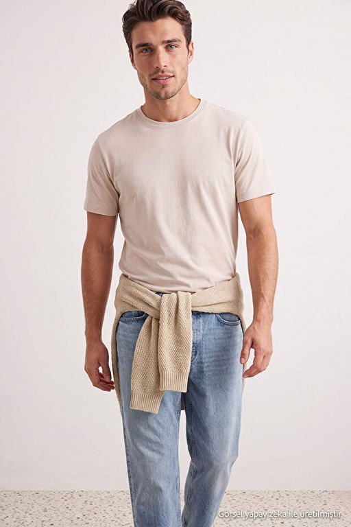 Gri-Lacivert-Ta_-Bordo-Haki 5li Paket Regular Fit Basic %100 Pamuklu T-ShirtTMNSS24TS00082 - Trendyolmilla фото 2