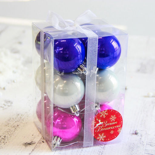 Ёлочные игрушки Жемчужный глянец, шары новогодние, d=5 см, набор 12 шт., МИКС - Зимнее волшебство фото 3