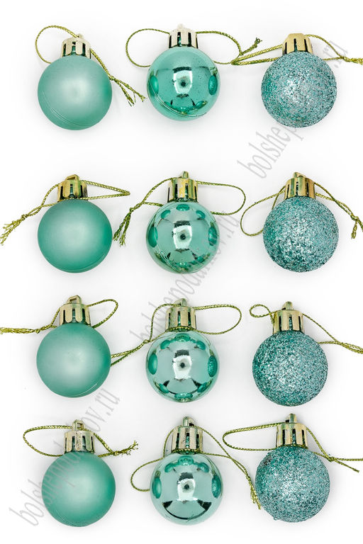 Набор новогодних шаров 3 см (12 шт) SF-7334, аквамариновый №7