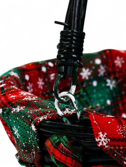 Корзина плетёная для хранения «Новогодняя», 32×32×14 см, ручка h=14 см, зелёная