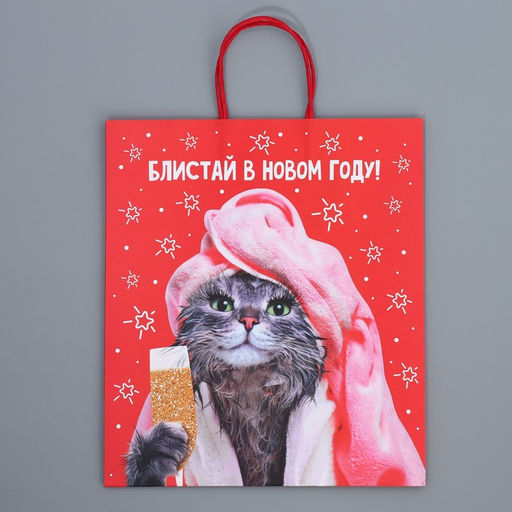 Пакет подарочный крафтовый Блистай, 28 32 15 см - Дарите счастье фото 6