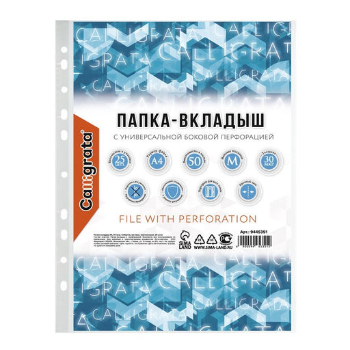 Файл-вкладыш А4 30мкм Calligrata матовый, вертикальный, 25шт  фото 3