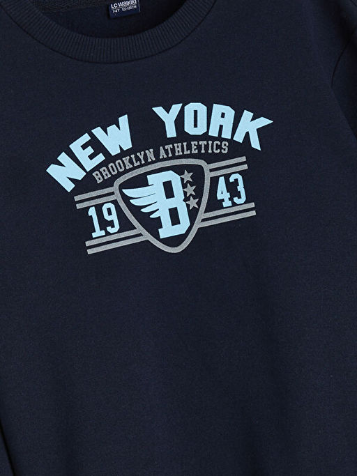 Bisiklet Yaka New York Bask?l? Erkek ?ocuk Sweatshirt