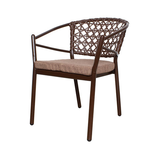 Стул Латте металлический, с подушкой, коричневый