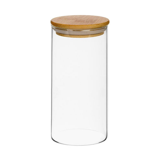 Банка стекл. д/сыпучих продуктов 1400мл с крышкой бамбук арт KL-3286