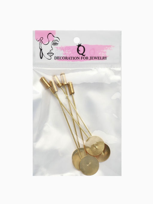 Основа Брошь-игла L= 7.2 см, площадка 1.5 см (набор 5 шт.), цвет золото