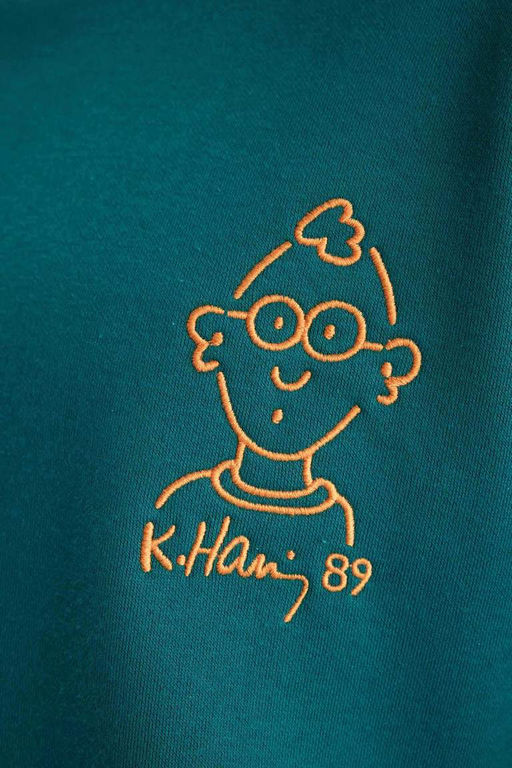 Толстовка оверсайз с капюшоном и принтом на спине Keith Haring - Defacto фото 9