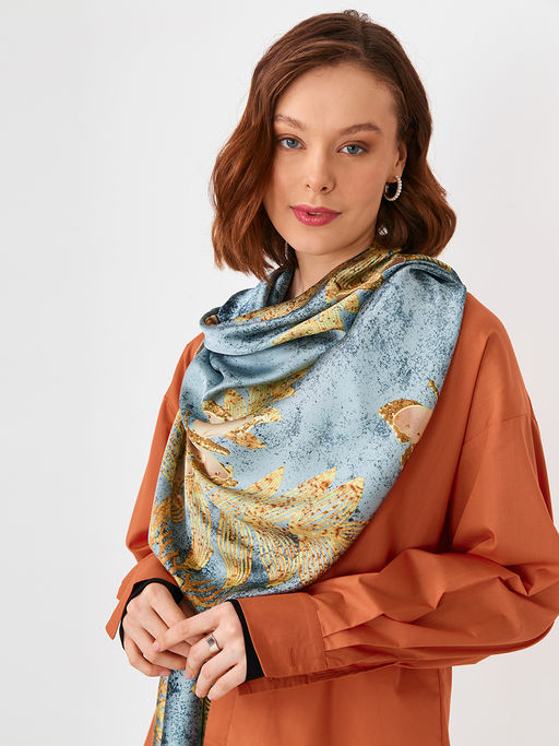 Большой, мягкий, тонкий и очень нежный двусторонний палантин с рисунком - Tantino фото 10