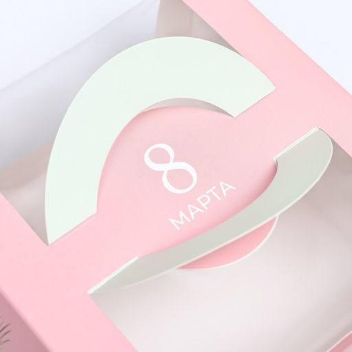 Коробка под бенто - торт с окном С 8 марта!, 14?14?8 см