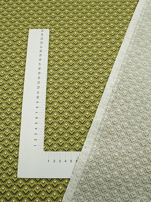 Бязь "Геометрия - уголки" цв.св.оливково-зеленый, ш.1.5м, хлопок-100%, 120гр/м.кв