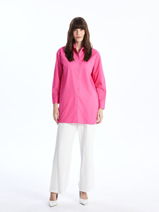 D?z Uzun Kollu Oversize Kad?n G?mlek Tunik